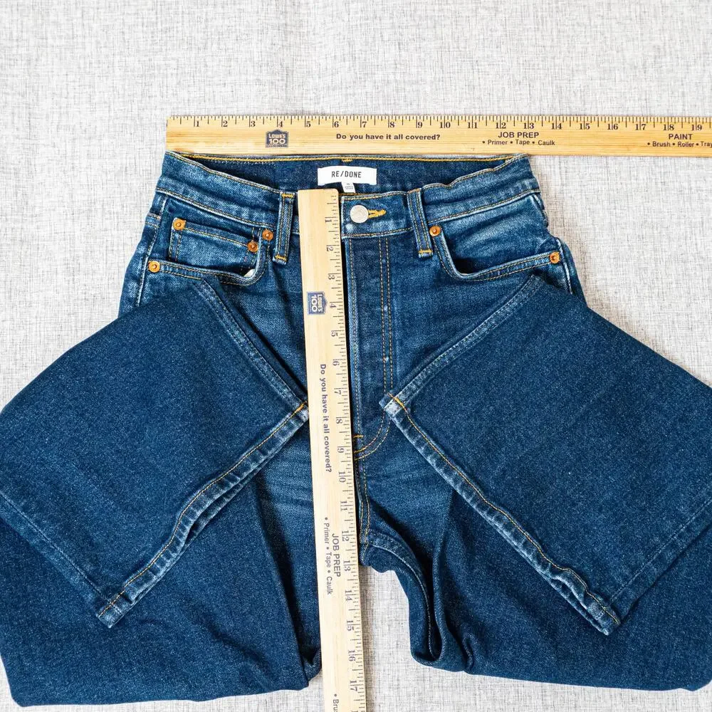 RE/DONE 70s Ultra High Rise Wide Leg Denim Jeans blue wash size 26